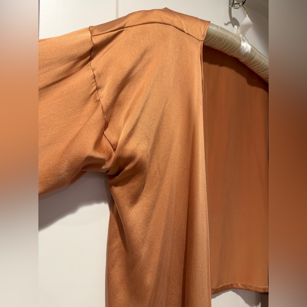 NWT MBS Wrap Top 100% Silk Charmeuse one size peach pink naturally dyed - Picture 7 of 12